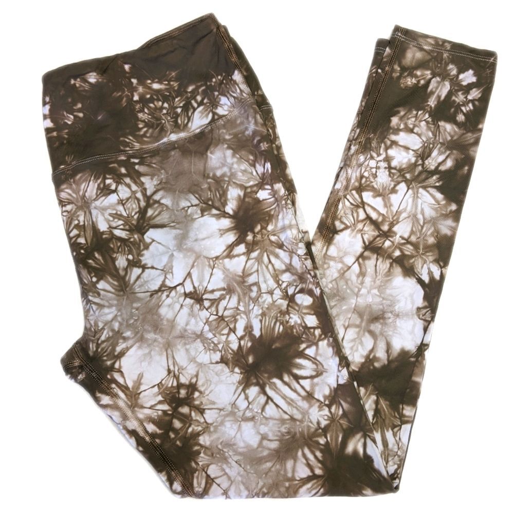 Venus taupe & white tie dye floral athletic leggings, size XL